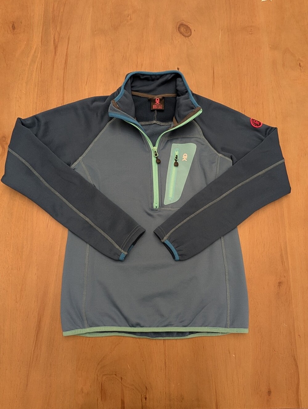 Little Donkey Andy Mens Polar Fleece Grey & Blue Half Zip Pullover Jacket Large